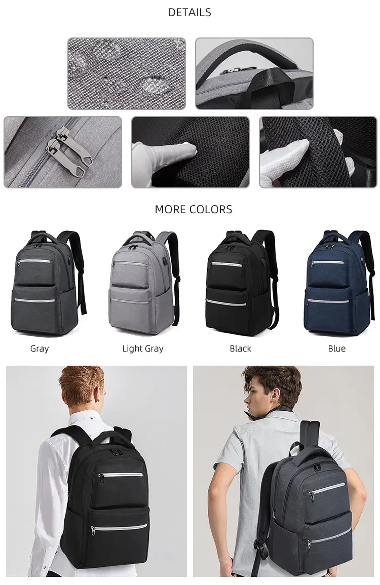 Interior organizer pockets and exterior zippered pockets – BEARKY DB02 professional laptop bag